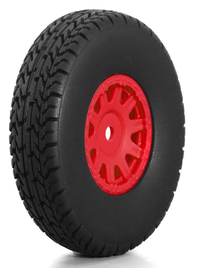 POLANTA 4Pcs RC Tires and Wheel for 1/14 Mojave Grom,RC Front/Rear Wheel Tires (Red) - Image 3